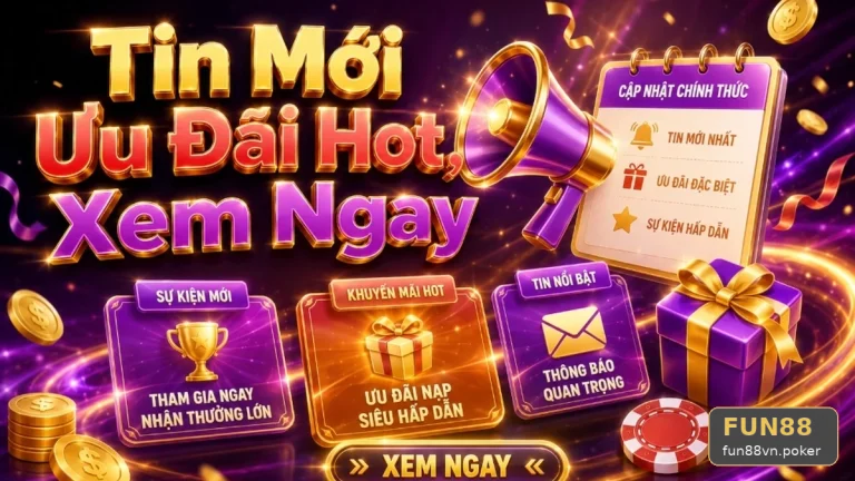 Khuyến Mãi FUN88 Tại fun88vn.poker: Đọc Chi Tiết Giao Diện Tin Mới Và Ưu Đãi – Kiểm Tra Theo Bàn Để Đánh Giá Minh Bạch Cho Người Mới
